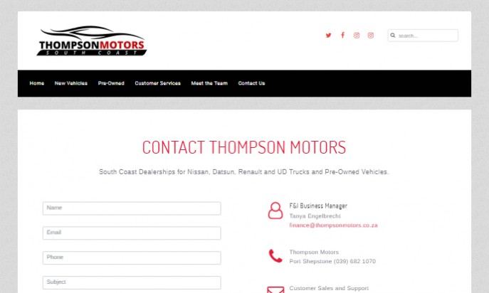 Thompson Motors South Coast by Auto Digital Technologies (Pty) Ltd