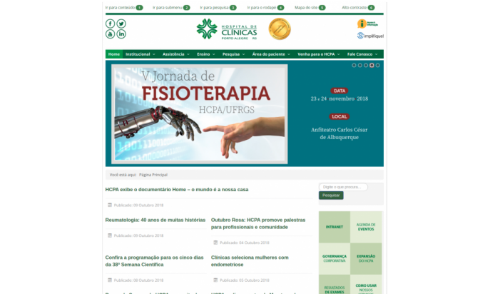 Portal of the Hospital of Clinics of Porto Alegre - HCPA by Coordination of Management of Information and Communication Technology of the Hospital of Clinics of Porto Alegre