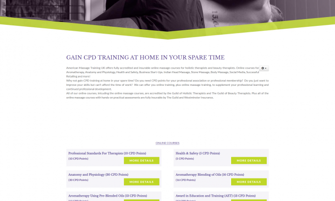 American Massage Training UK - Bespoke Event Website by Square Balloon