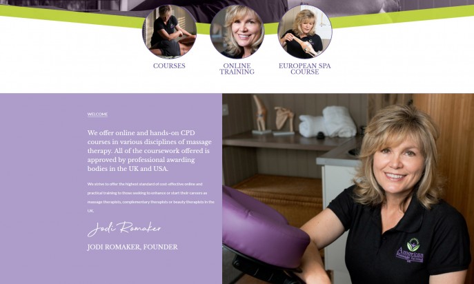 American Massage Training UK - Bespoke Event Website by Square Balloon